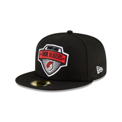 Black Portland Trail Blazers Hat - New Era NBA Tip Off Edition 59FIFTY Fitted Caps USA2715608